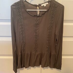 Women's Olive Green Lace Detail Top